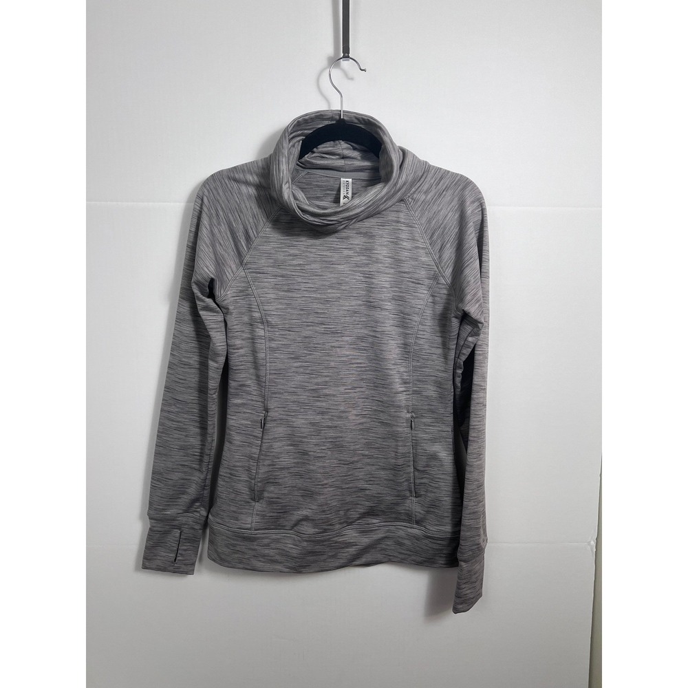 Kyodan Outdoor Cowl Neck Pullover Women‎ Small Gray Space Dye Thumbhole Sporty